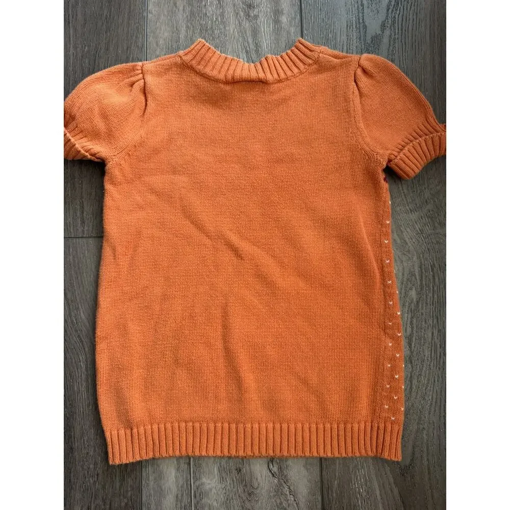 Gymboree Fall Halloween Thanksgiving Pumpkin Knit Sweater Short Sleeve Size 3-4T